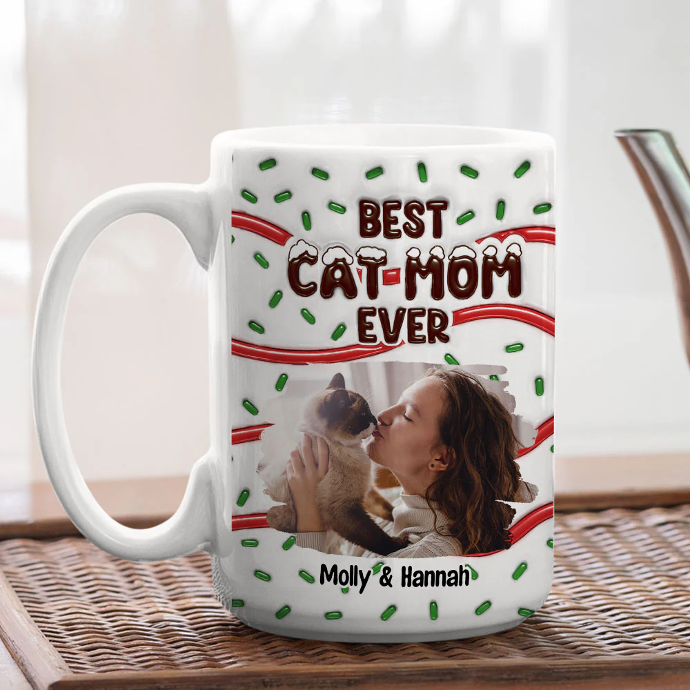 Best Dog Mom Dad Cake Cat Photo - Personalized Custom 3D Inflated Effect Mug - Image 5