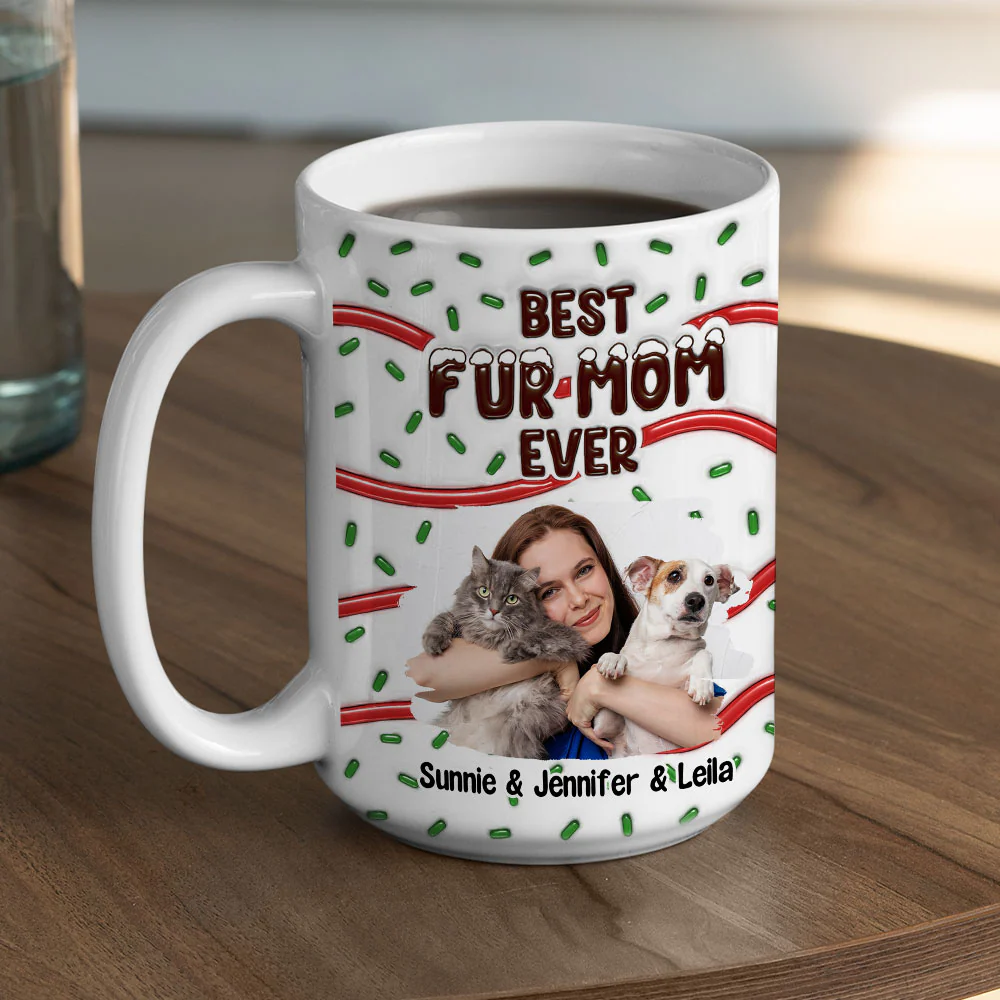 Best Dog Mom Dad Cake Pet Photo - Personalized Custom 3D Inflated Effect Mug - Image 6