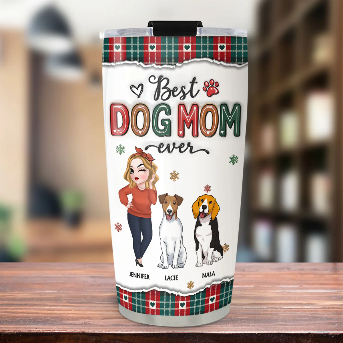Best Dog Mom Ever Merry Christmas - Personalized Custom 3D Inflated Effect Tumbler - Image 4