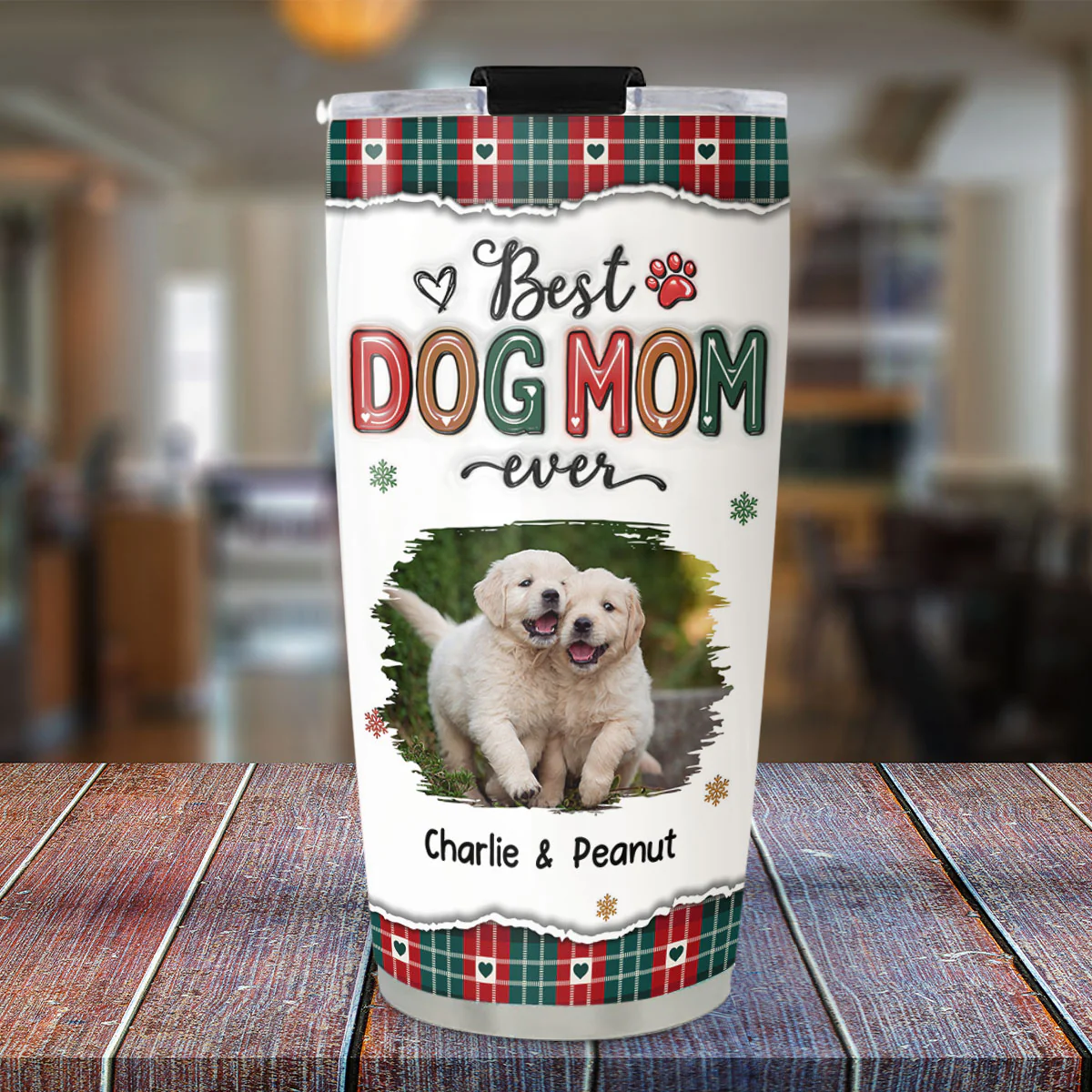 Best Dog Mom Ever Merry Christmas Photo - Personalized Custom 3D Inflated Effect Tumbler - Image 4