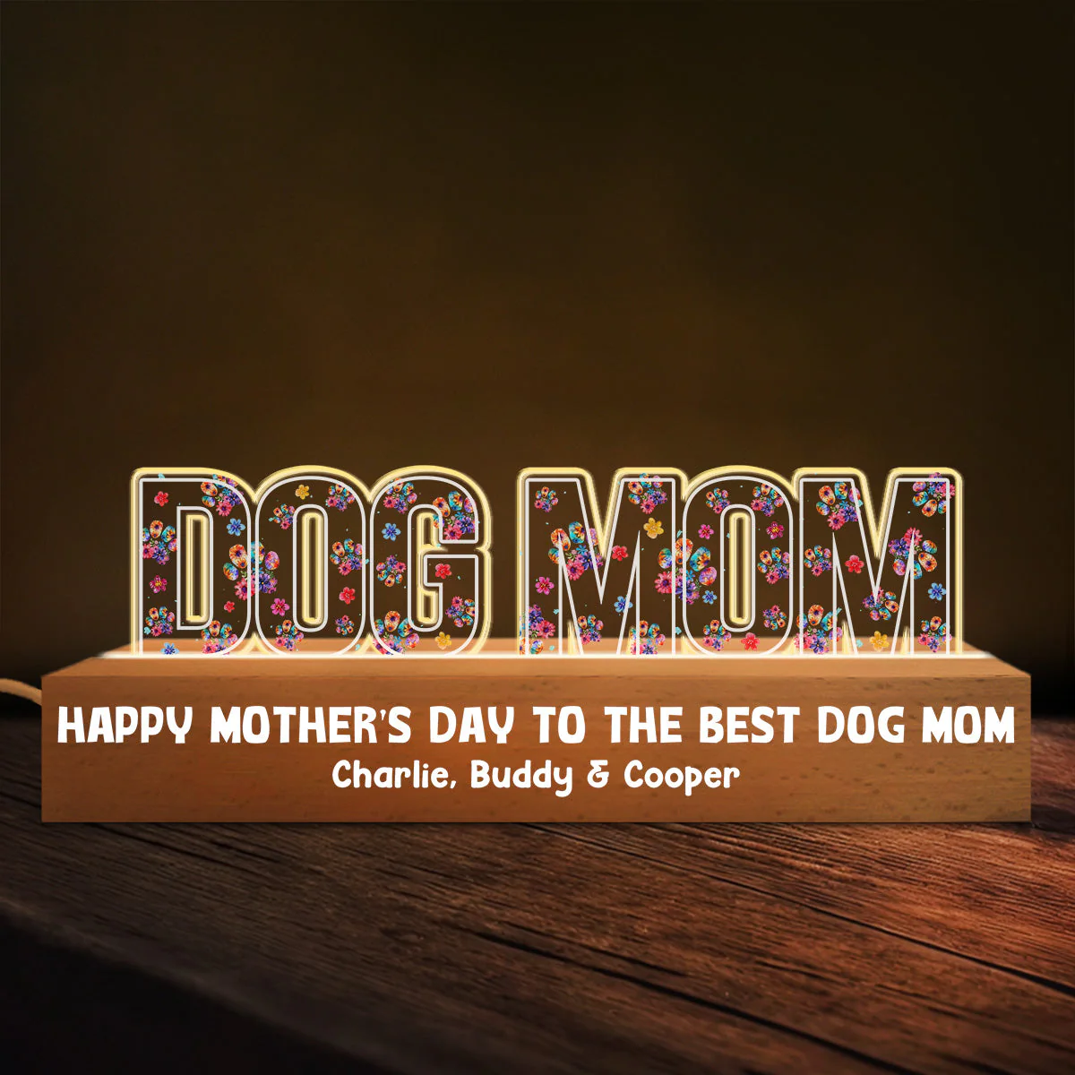 Best Dog Mom Ever - Personalized Custom Acrylic Letters 3D LED Night Light