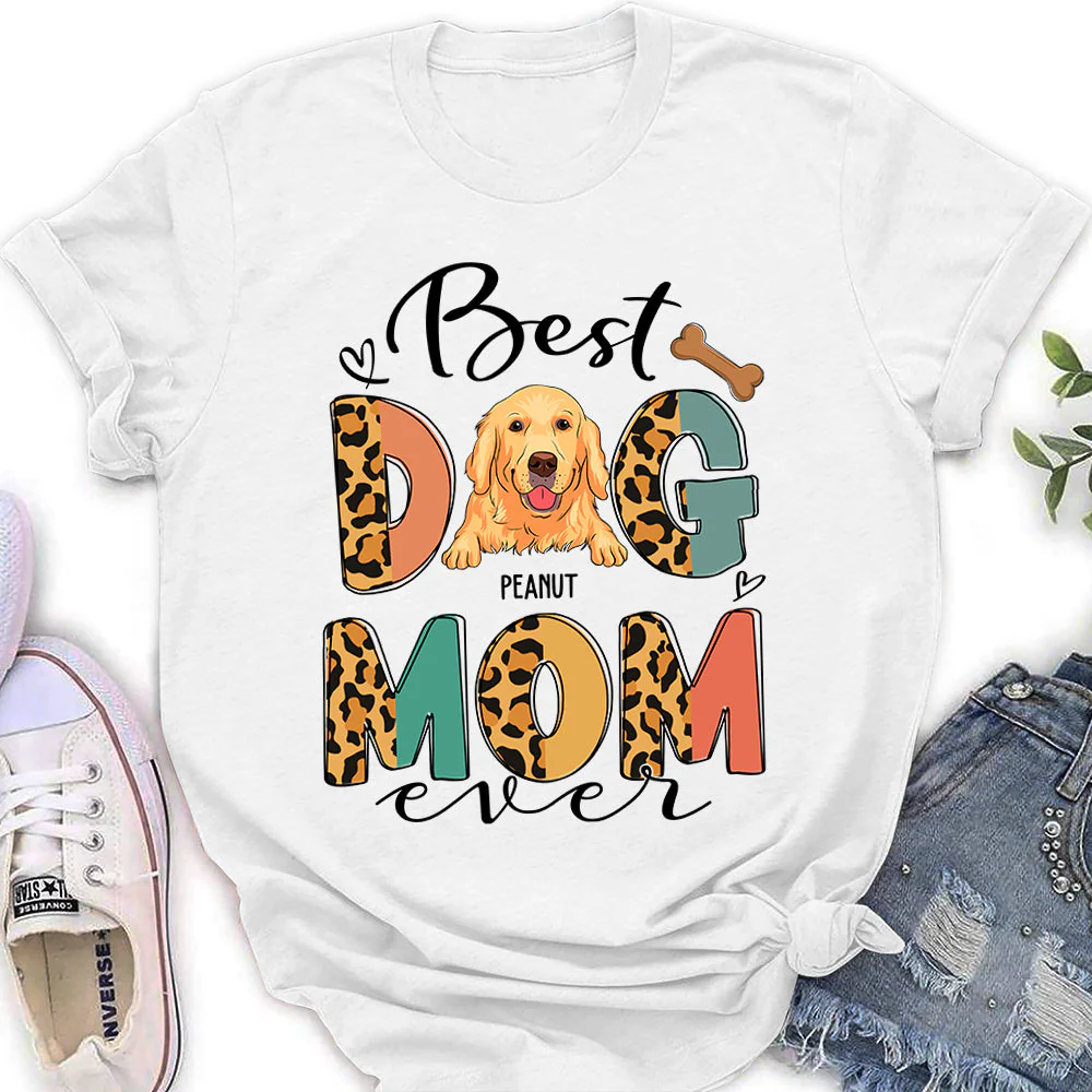 Best Dog Mom Pattern - Personalized Custom Women's T-shirt - Image 2