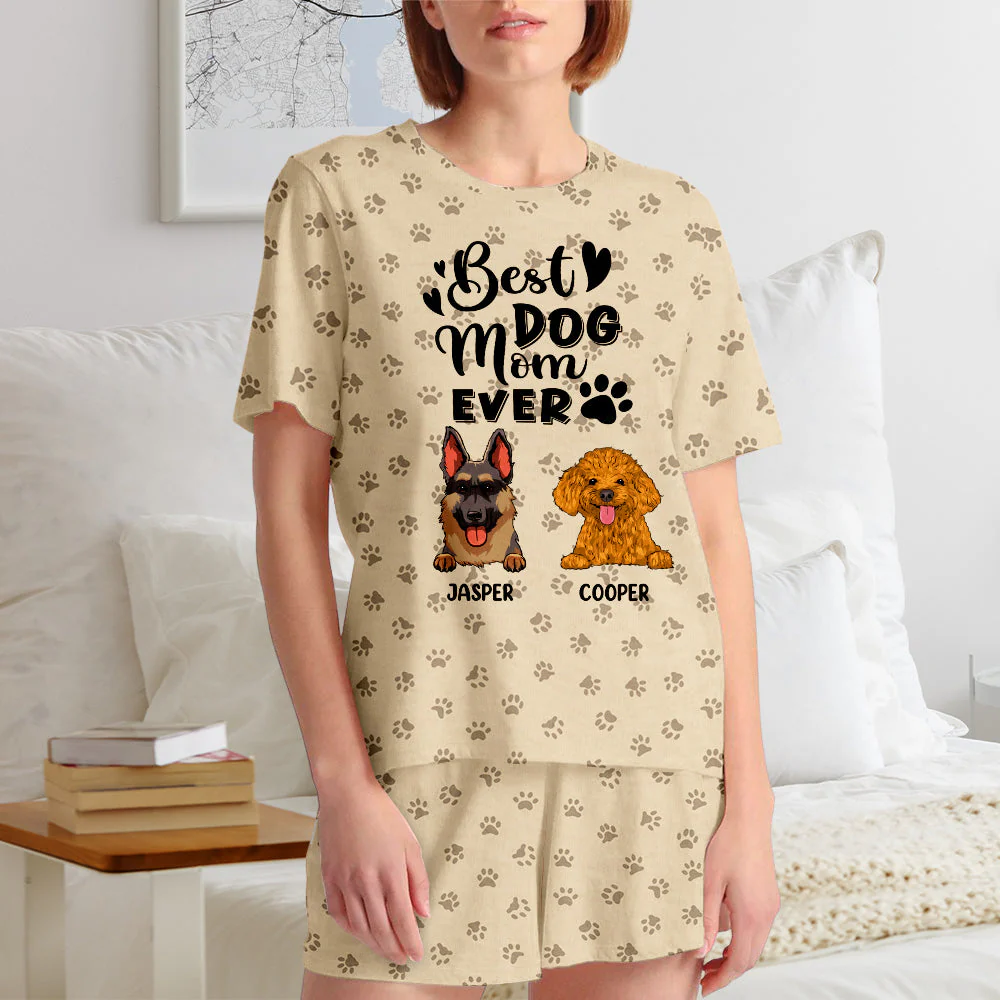 Best Dog Mom - Personalized Custom Short Pajama Set - Image 3