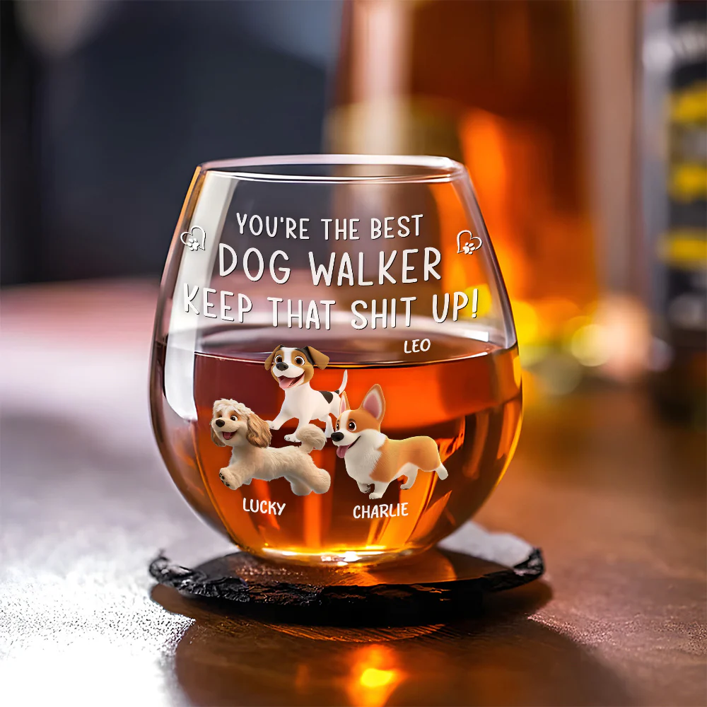 Best Dog Walker - Personalized Custom Wine Glass - Image 3