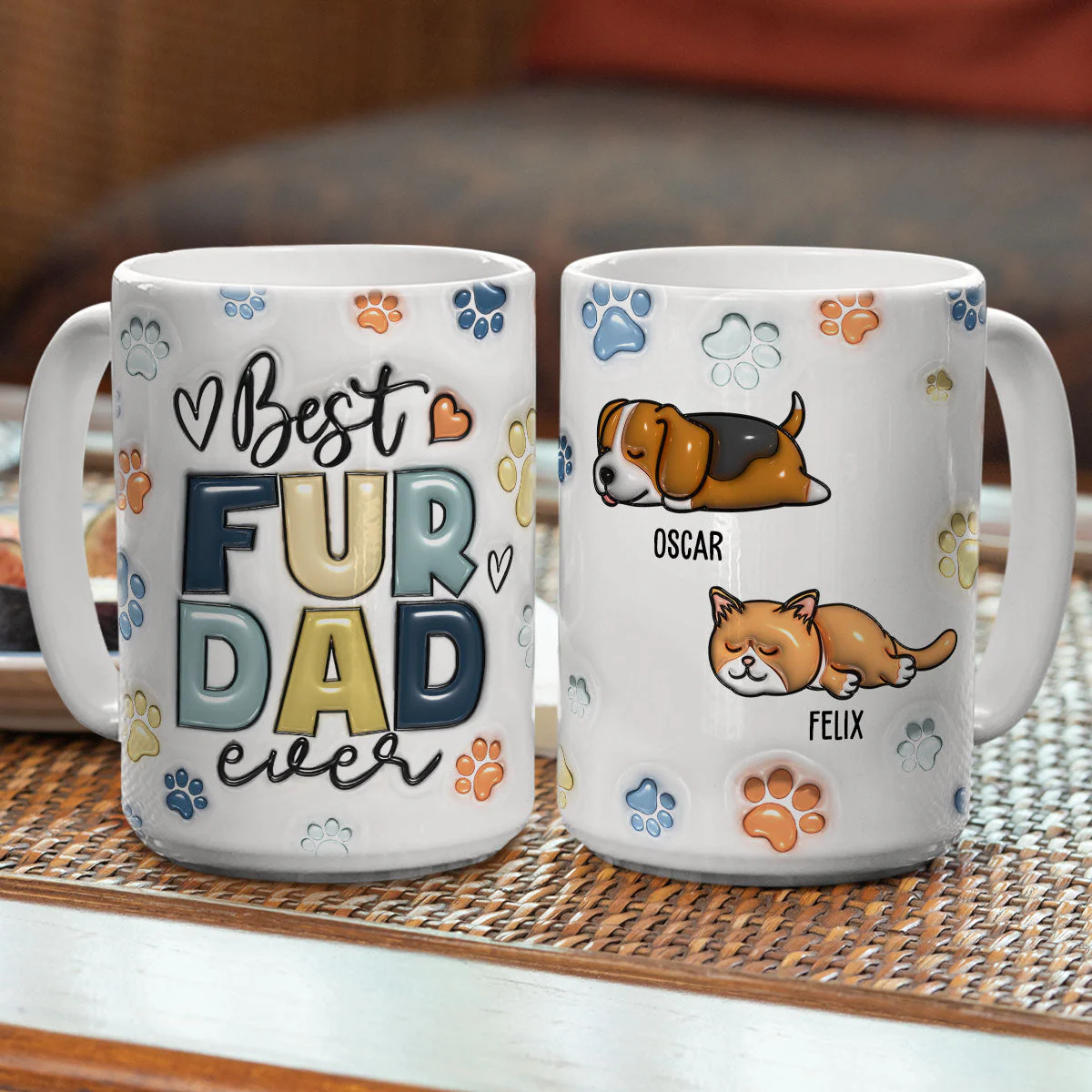 Best Fur Dad In The World - Personalized Custom 3D Inflated Effect Mug - Image 4