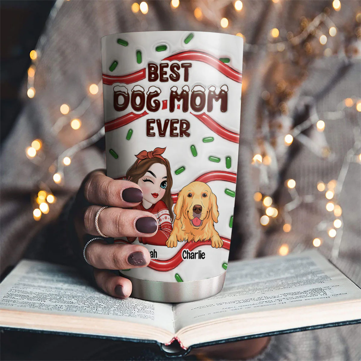 Best Fur Mom Cake - Personalized Custom 3D Inflated Effect Tumbler - Image 2