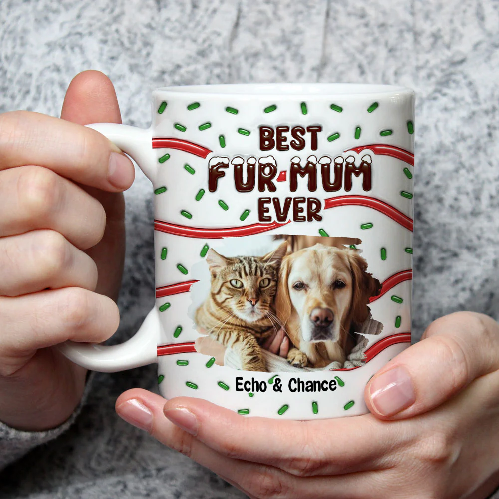 Best Fur Mom Cake Photo - Personalized Custom 3D Inflated Effect Mug - Image 2