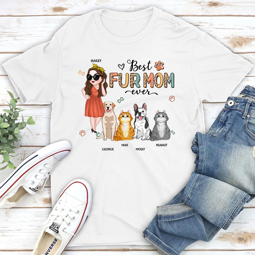 Best Fur Mom - Personalized Custom Unisex T-Shirt - Image 2