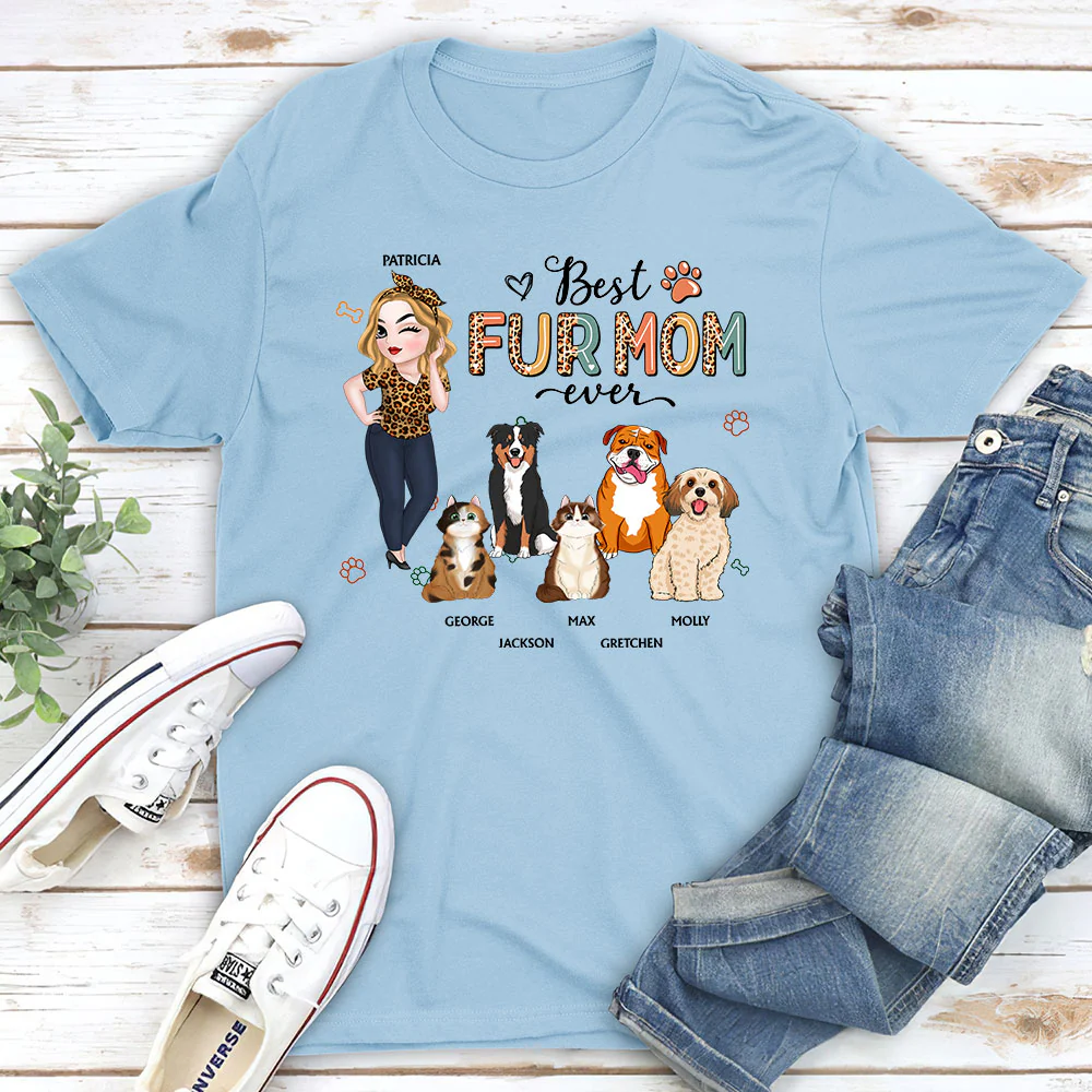 Best Fur Mom - Personalized Custom Unisex T-Shirt - Image 3