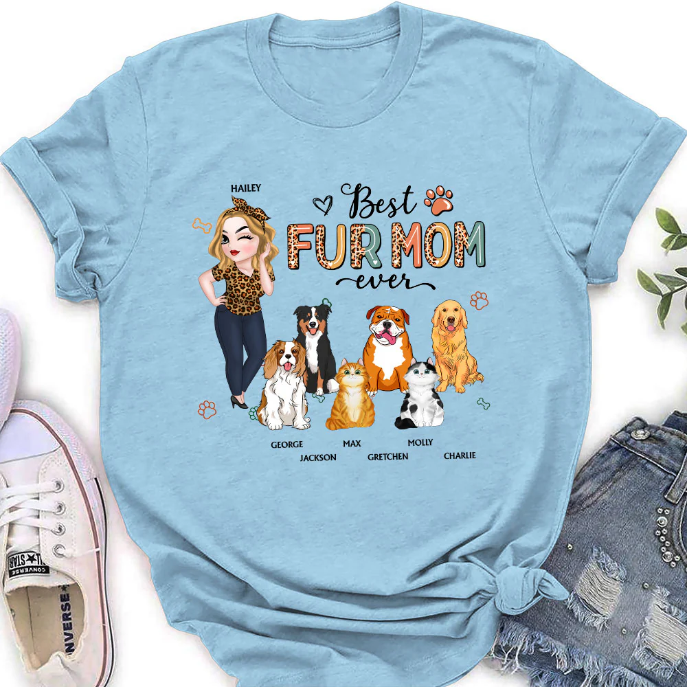 Best Fur Mom - Personalized Custom Women's T-shirt - Image 3