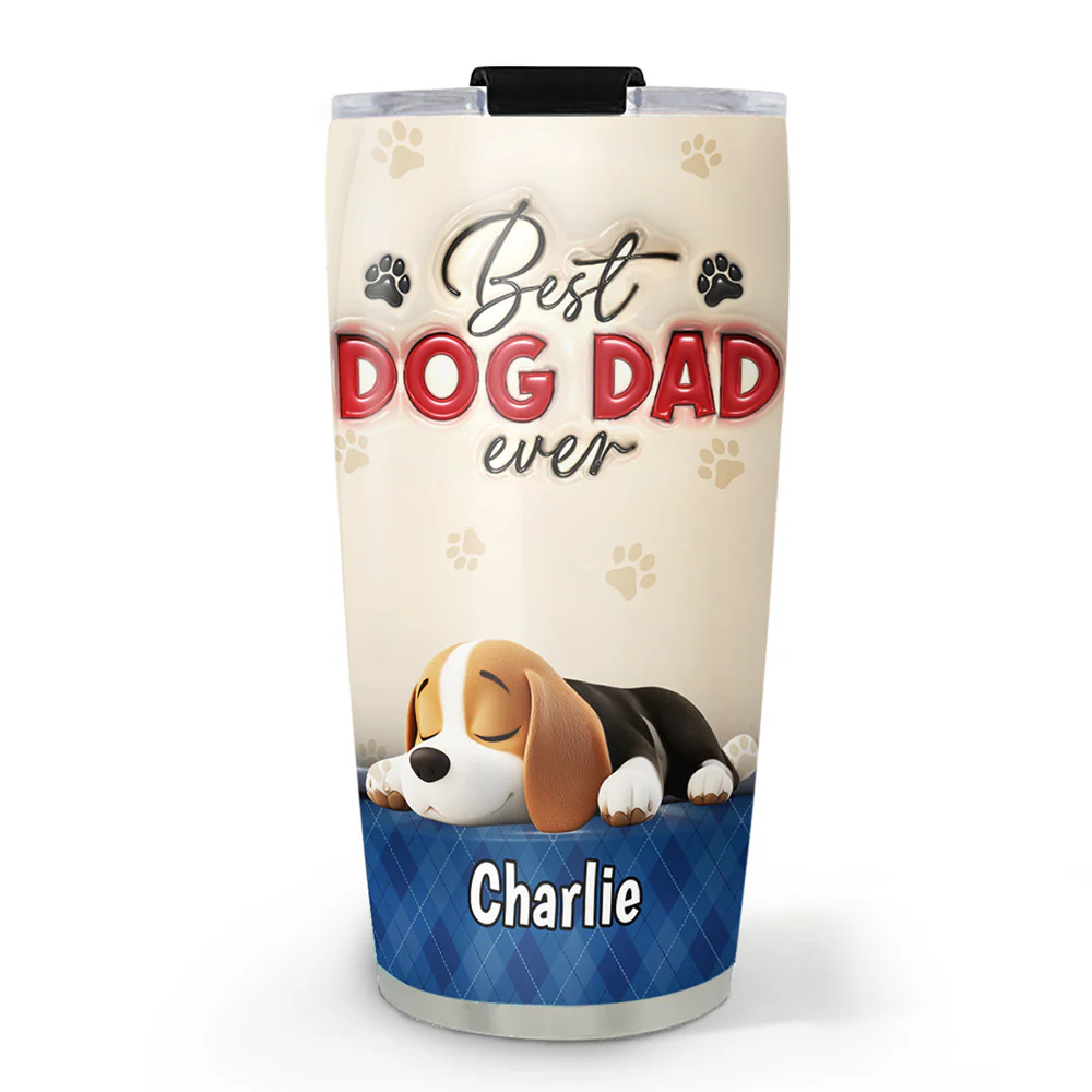 Best Handsome Dog Dad Ever - Personalized Custom 3D Inflated Effect Tumbler