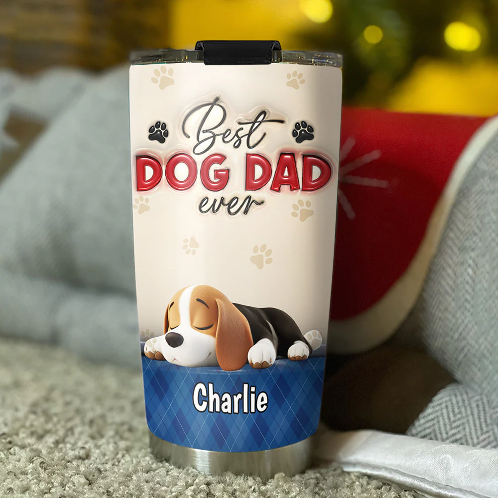 Best Handsome Dog Dad Ever - Personalized Custom 3D Inflated Effect Tumbler - Image 2