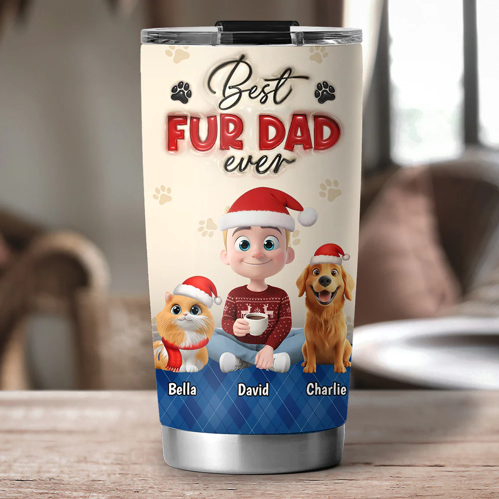 Best Handsome Fur Dad This Year - Personalized Custom 3D Inflated Effect Tumbler - Image 3