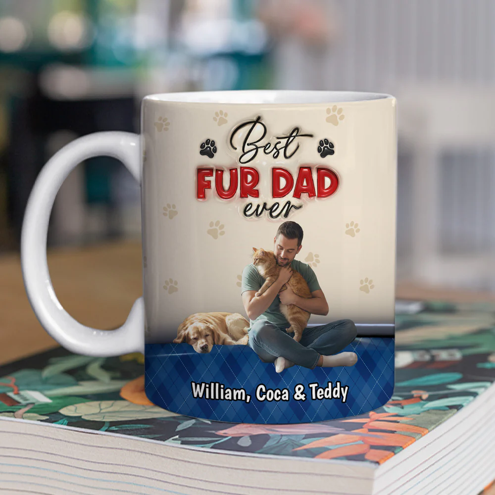 Best Handsome Fur Dad This Year Photo - Personalized Custom Coffee Mug - Image 2