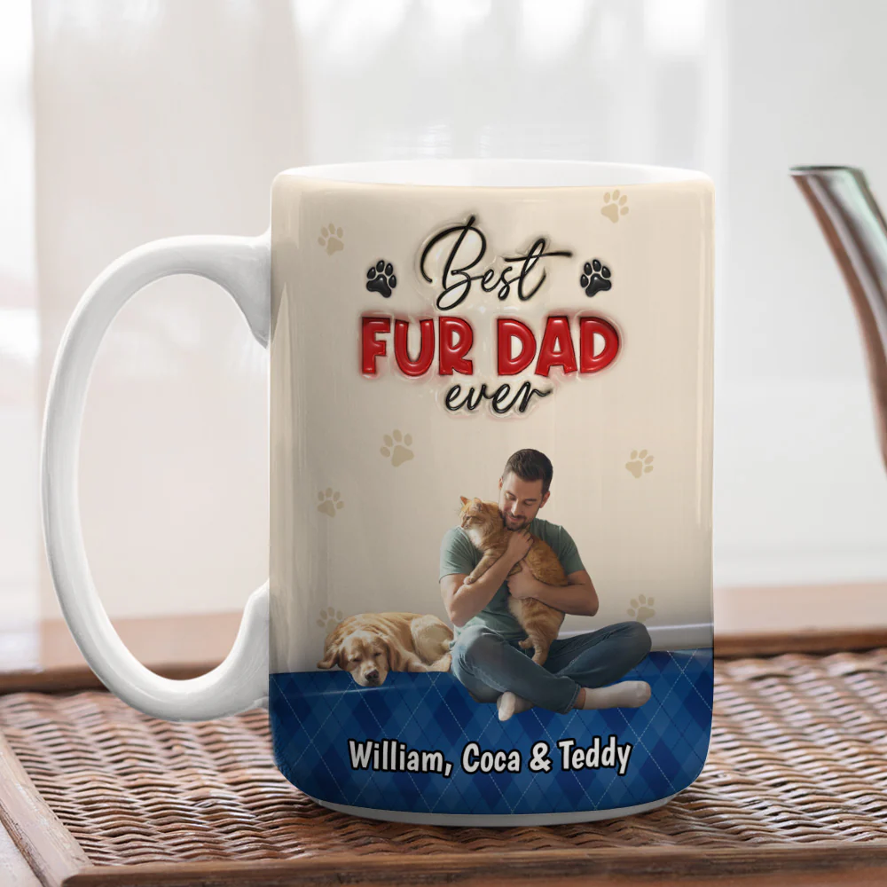 Best Handsome Fur Dad This Year Photo - Personalized Custom Coffee Mug - Image 4