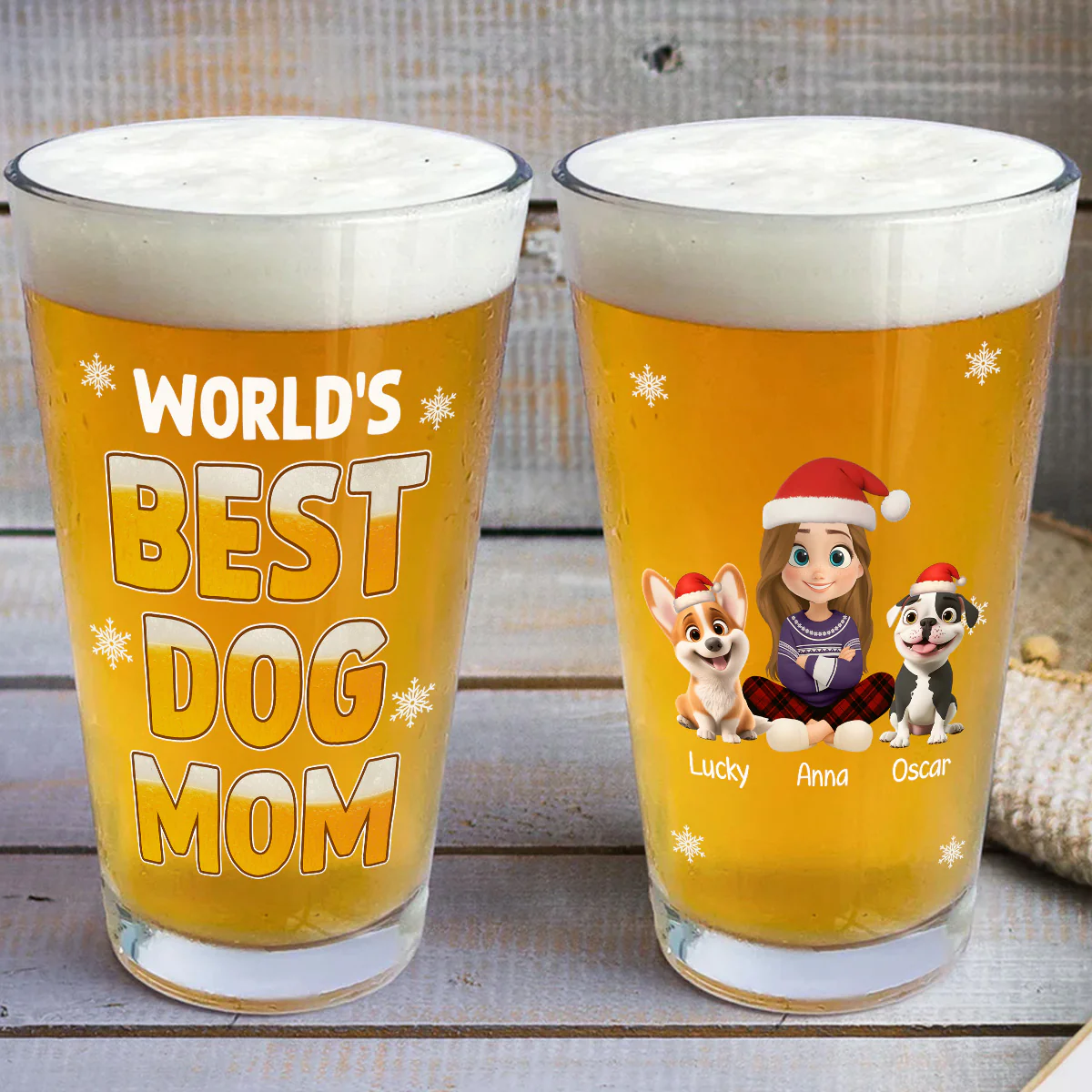 Best In The World Snow Ver - Personalized Custom Beer Glass - Image 3