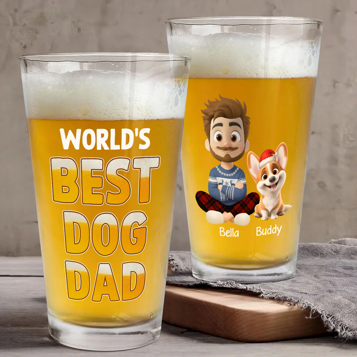 Best In The World Snow Ver - Personalized Custom Beer Glass - Image 4