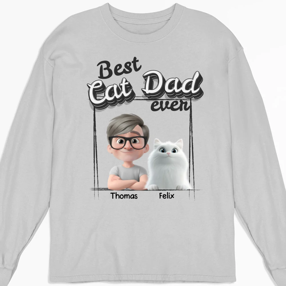 Best Of The Best Cat Mom - Personalized Custom Long Sleeve T-Shirt - Image 3