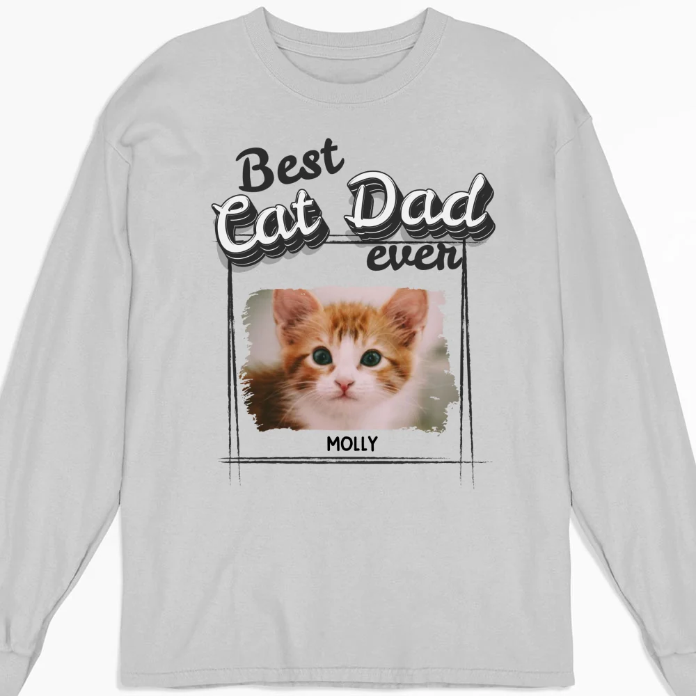 Best Of The Best Cat Mom Photo - Personalized Custom Long Sleeve T-Shirt - Image 3