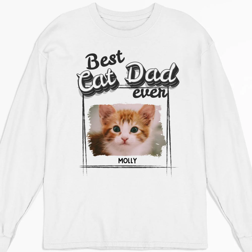 Best Of The Best Cat Mom Photo - Personalized Custom Long Sleeve T-Shirt - Image 4