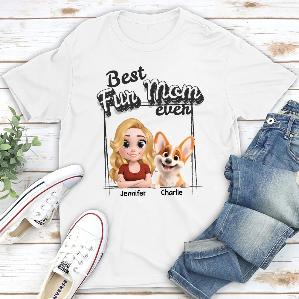 Best Of The Best Fur Mom - Personalized Custom Unisex T-Shirt - Image 2