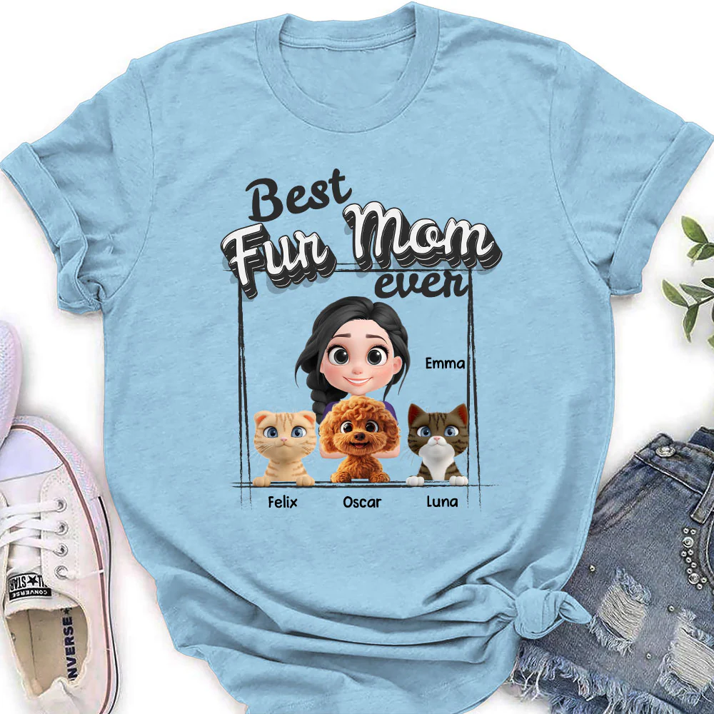 Best Of The Best Fur Mom - Personalized Custom Women's T-Shirt - Image 3