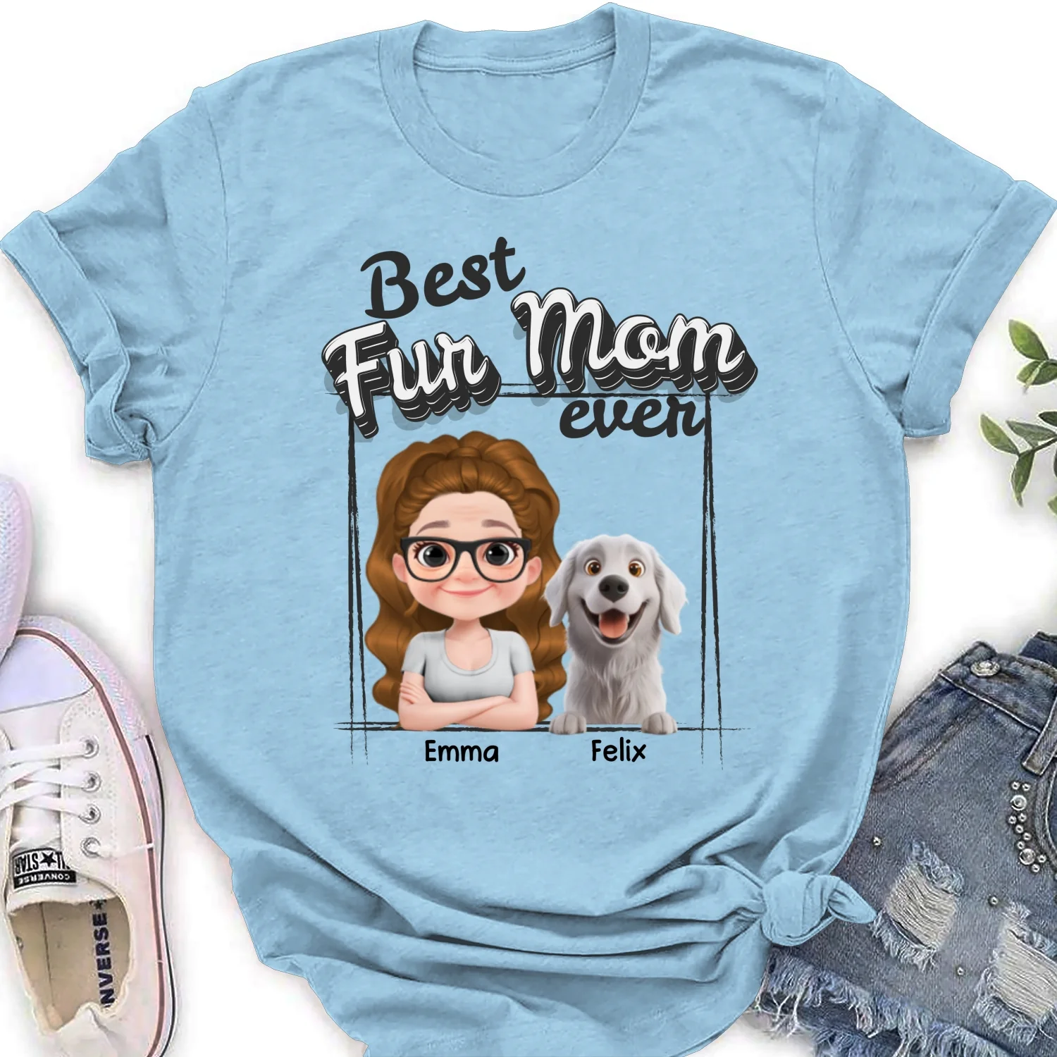 Best Of The Best Fur Mom - Personalized Custom Women's T-Shirt - Image 8
