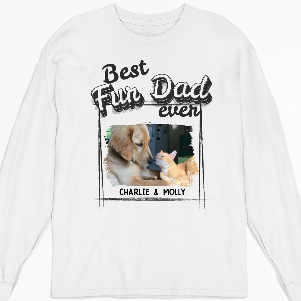 Best Of The Best Fur Mom Photo - Personalized Custom Long Sleeve T-Shirt - Image 4