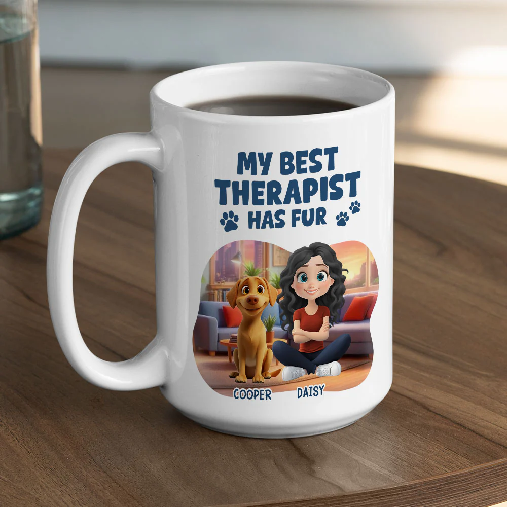 Best Therapist Has Fur - Personalized Custom Coffee Mug - Image 5