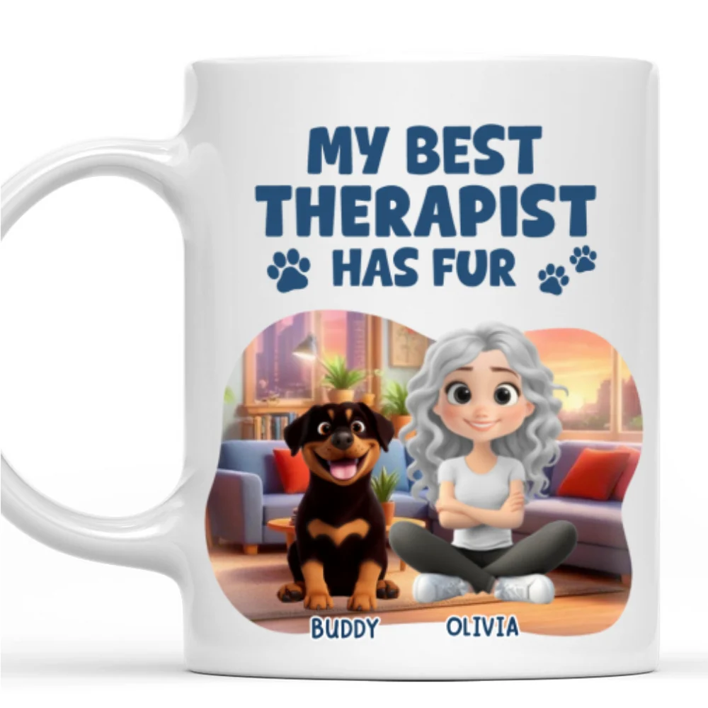 Best Therapist Has Fur - Personalized Custom Coffee Mug - Image 7