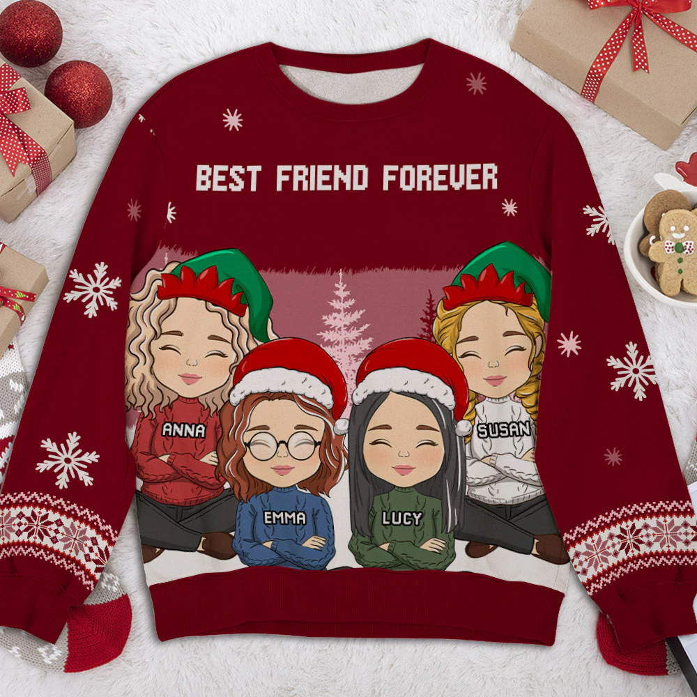 Besties Forever - Personalized Custom All-Over-Print Sweatshirt - Image 4