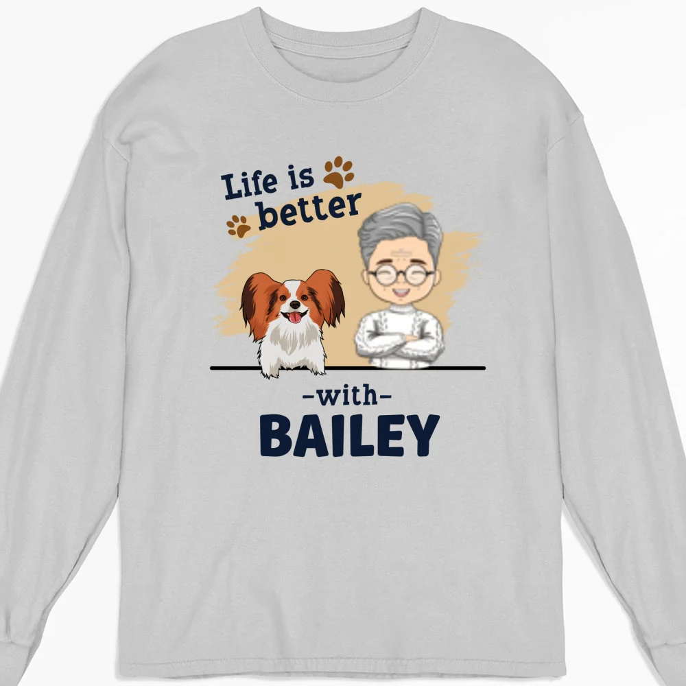 Better Dog Dad - Personalized Custom Long Sleeve T-Shirt - Image 3