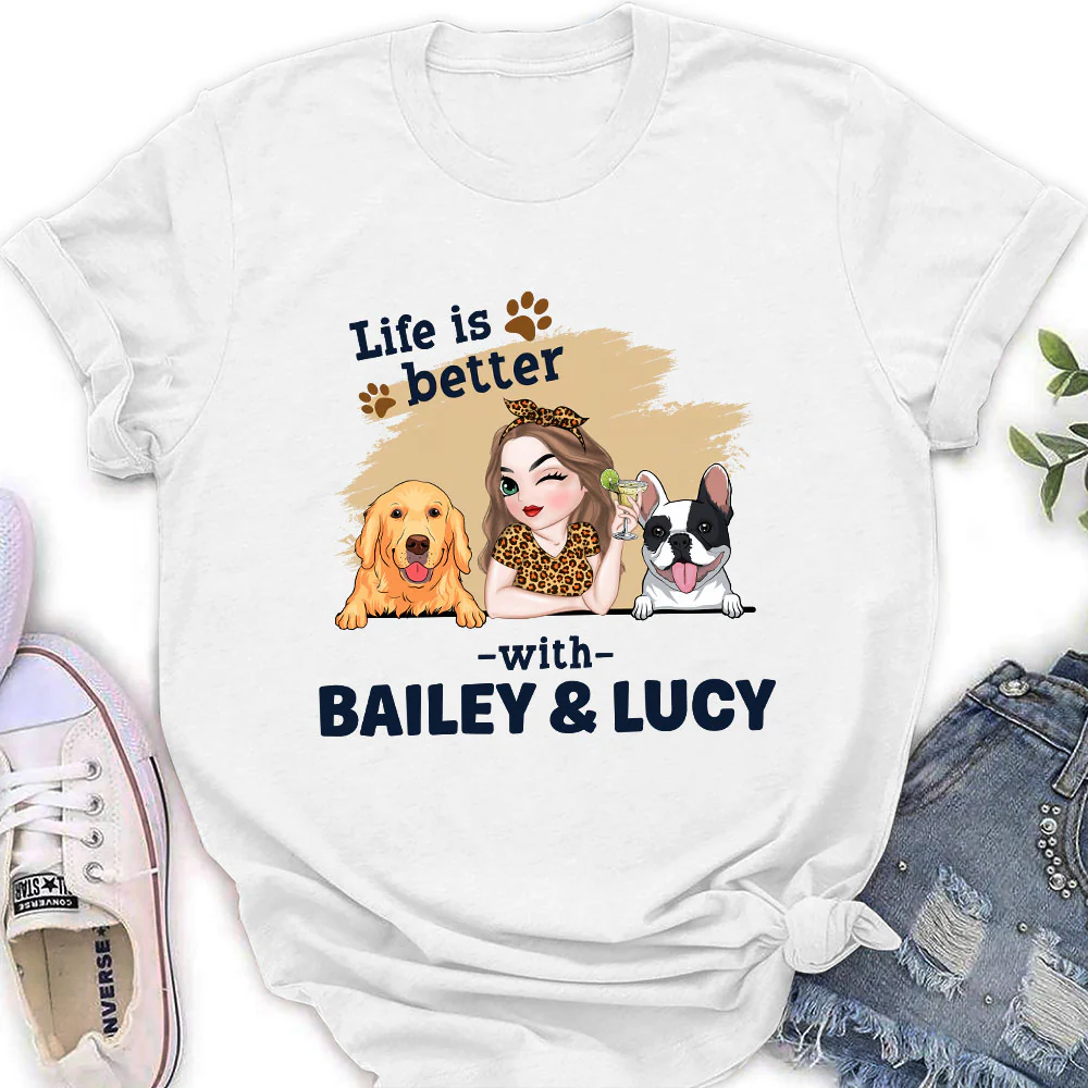 Better Dog Mom - Personalized Custom Women's T-shirt - Image 2