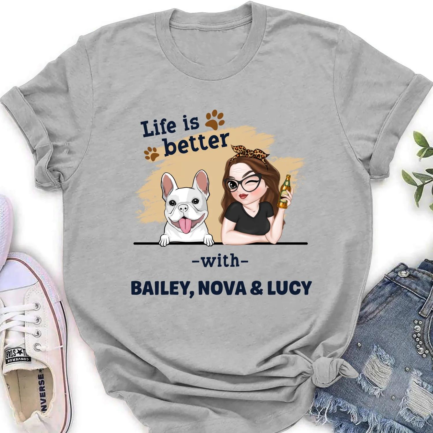 Better Dog Mom - Personalized Custom Women's T-shirt - Image 6
