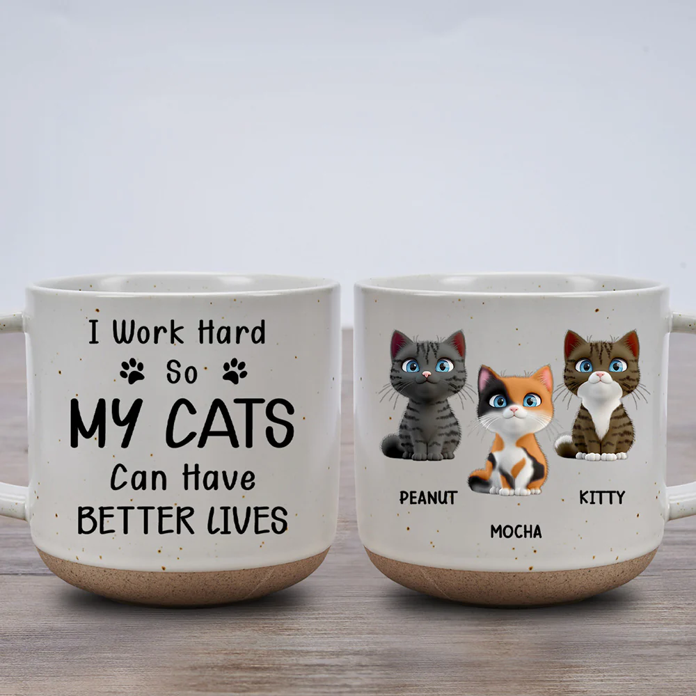 Better Life For My Cat - Personalized Custom Pottery Mug - Image 2