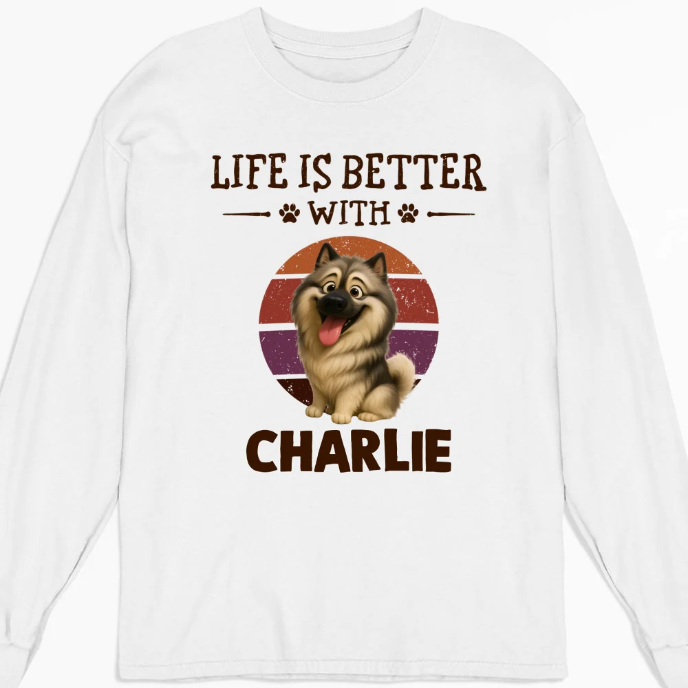 Better Life With My Dog Cartoon - Personalized Custom Long Sleeve T-shirt - Image 4