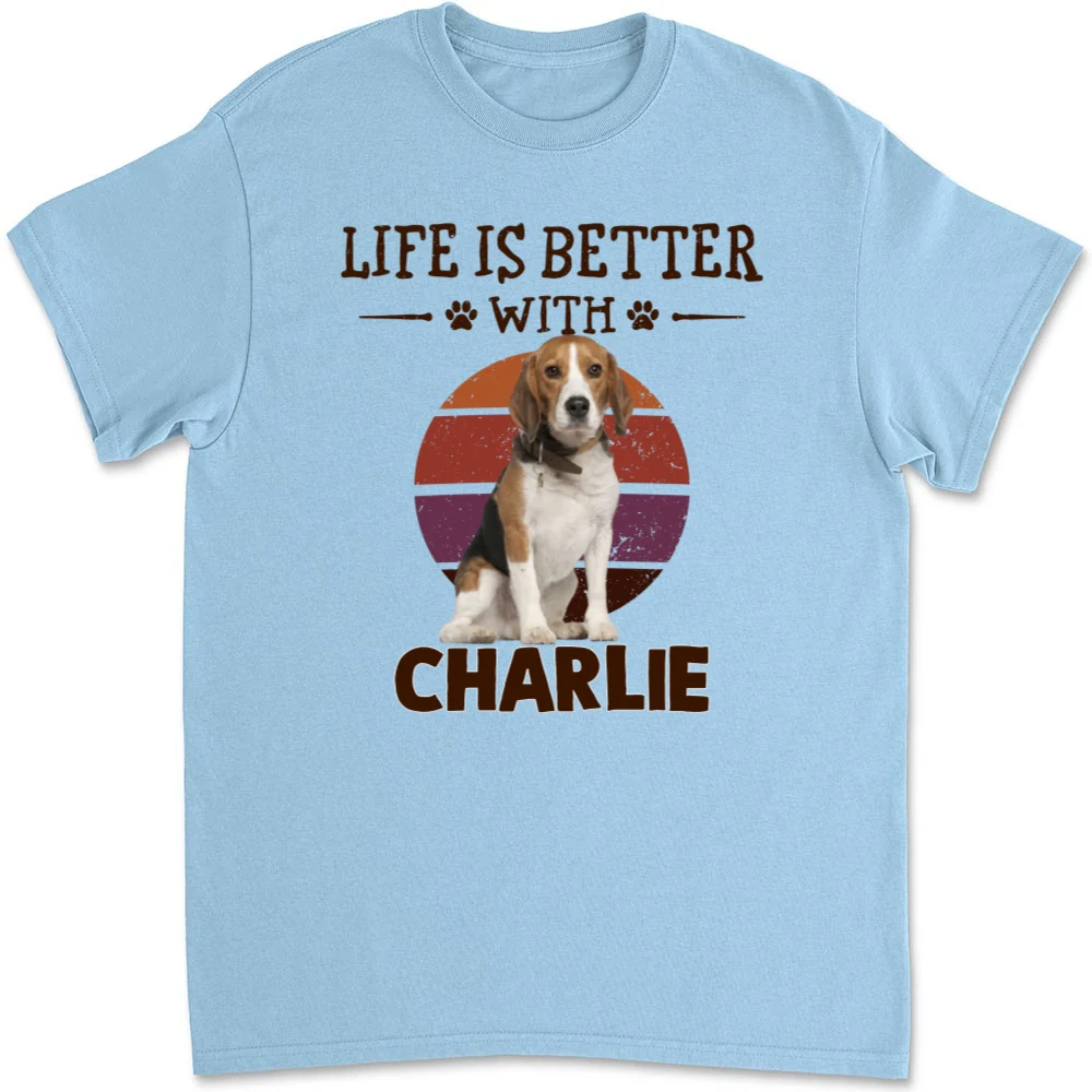 Better Life With My Dog Cartoon Photo - Personalized Custom Unisex T-Shirt - Image 7