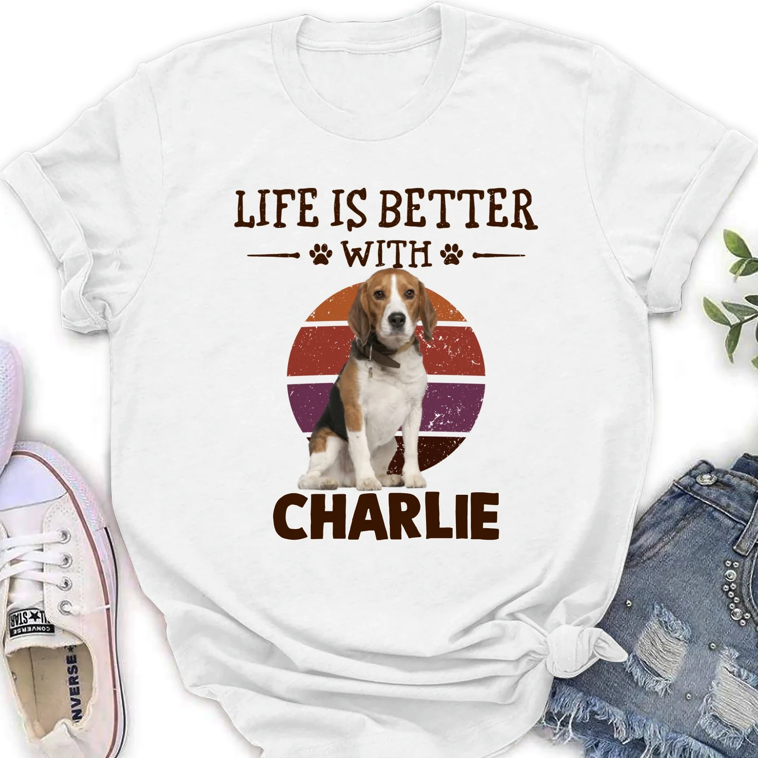 Better Life With My Dog Cartoon Photo - Personalized Custom Women's T-shirt - Image 5