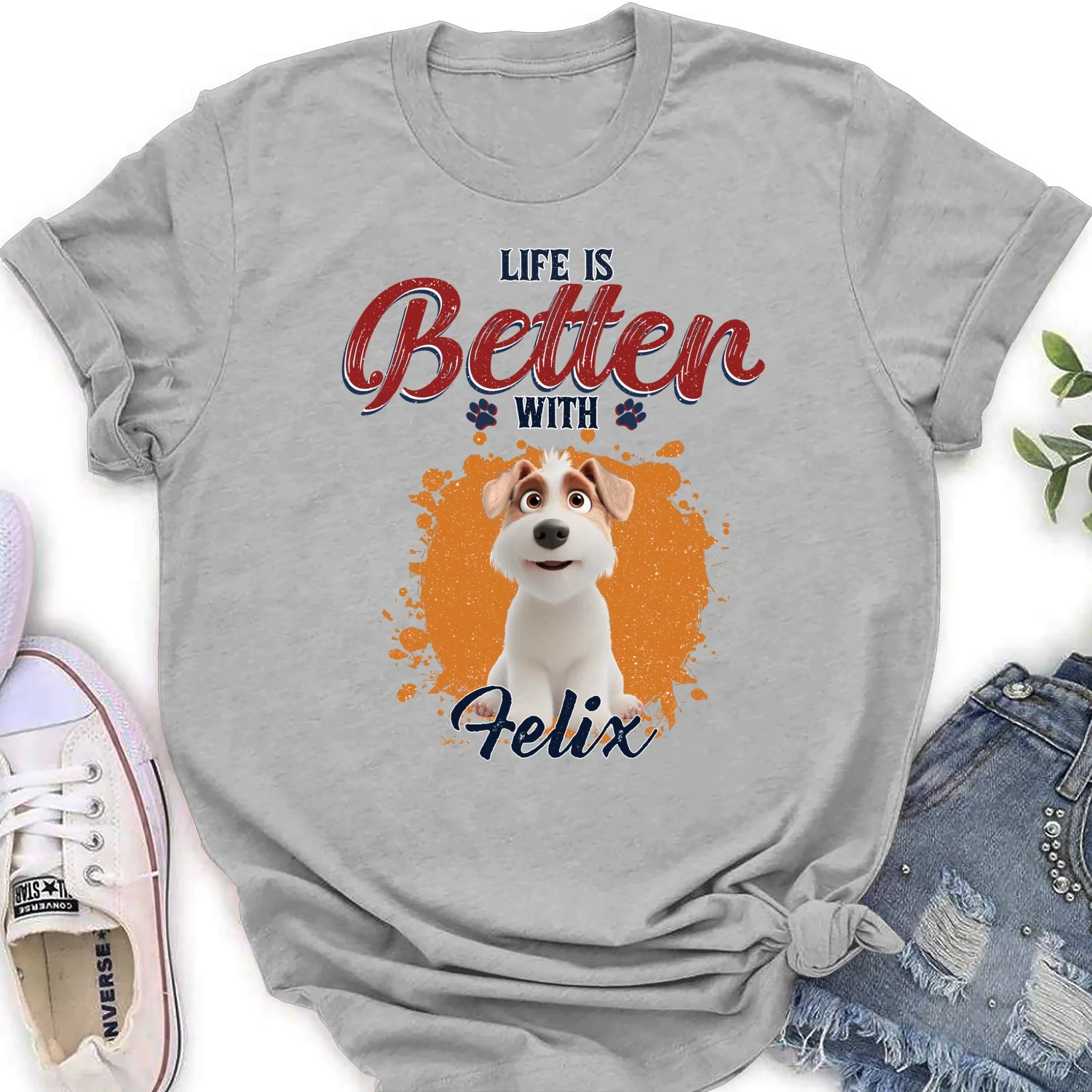 Better Life With My Dog - Personalized Custom Women's T-shirt - Image 6