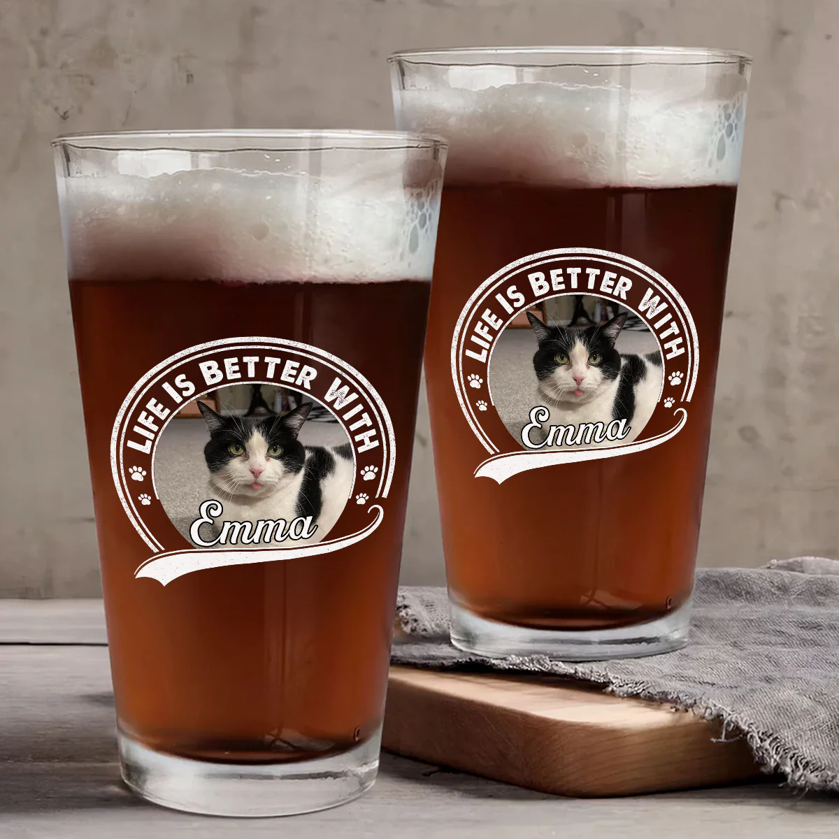 Better Life With My Pet Photo - Personalized Custom Beer Glass - Image 4