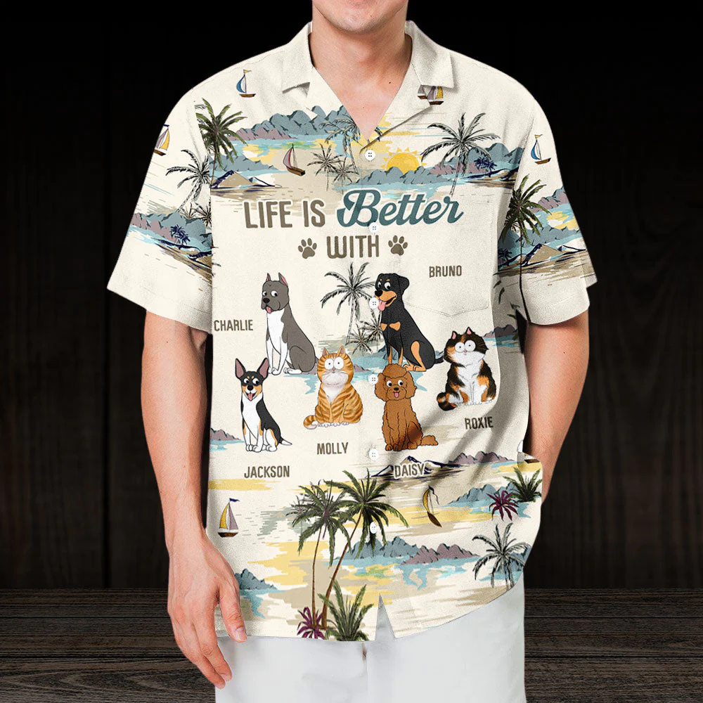 Better Life With Pet - Personalized Custom Hawaiian Shirt - Image 5