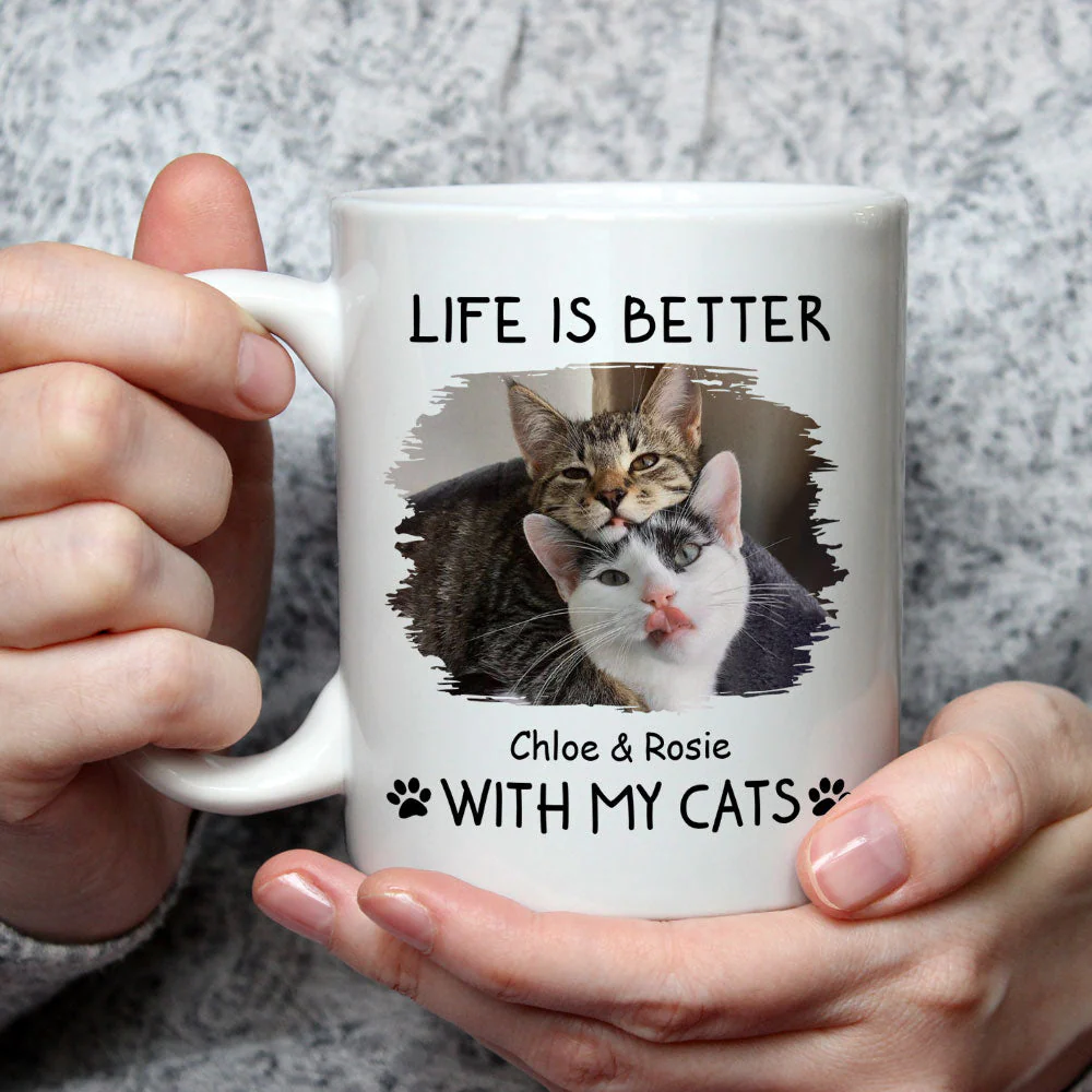Better With Cats Photo - Personalized Custom Coffee Mug - Image 5