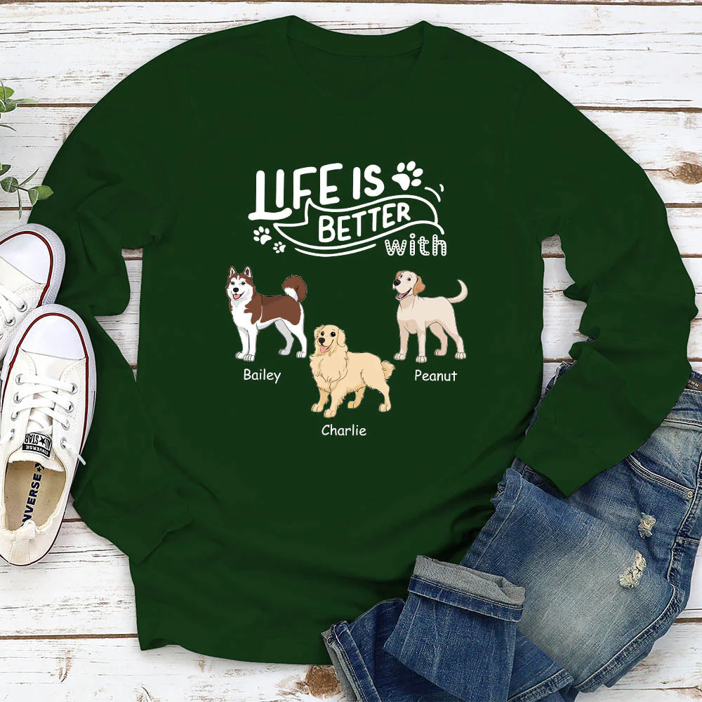 Better With Dog - Personalized Custom Long Sleeve T-shirt - Image 2