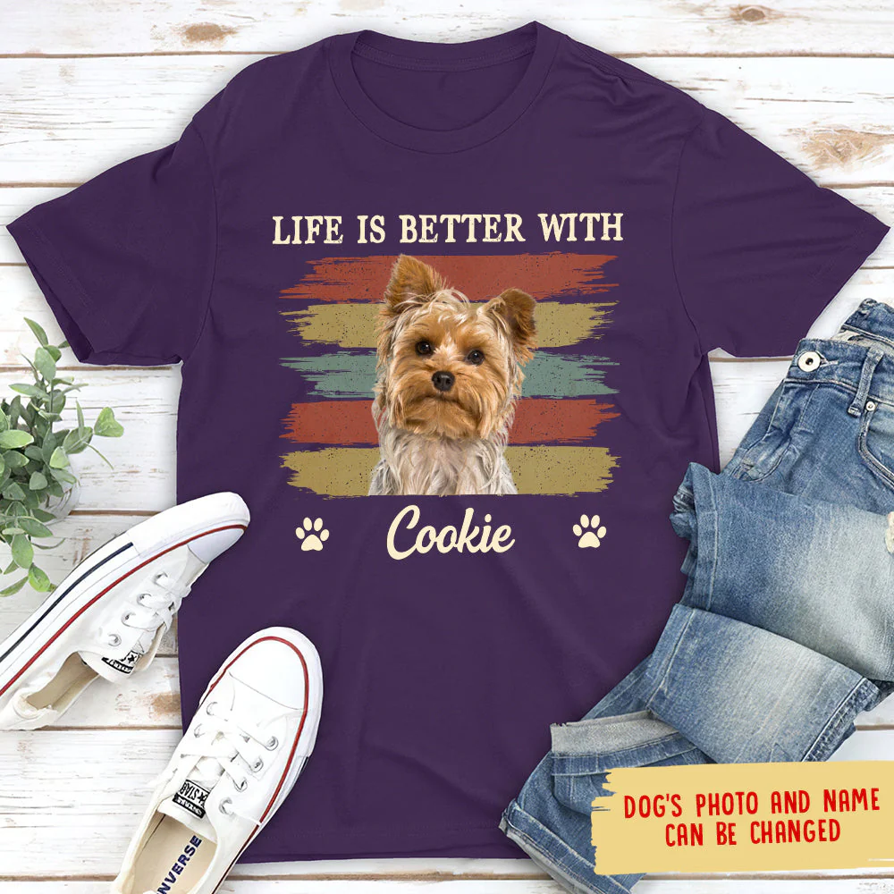 Better With Dog - Personalized Custom Photo Unisex T-shirt - Image 3