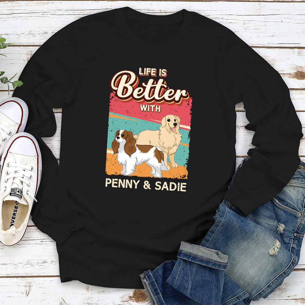 Better With Dog Retro - Personalized Custom Long Sleeve T-shirt - Image 2