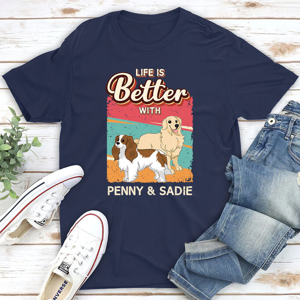 Better With Dog Retro - Personalized Custom Unisex T-shirt - Image 2
