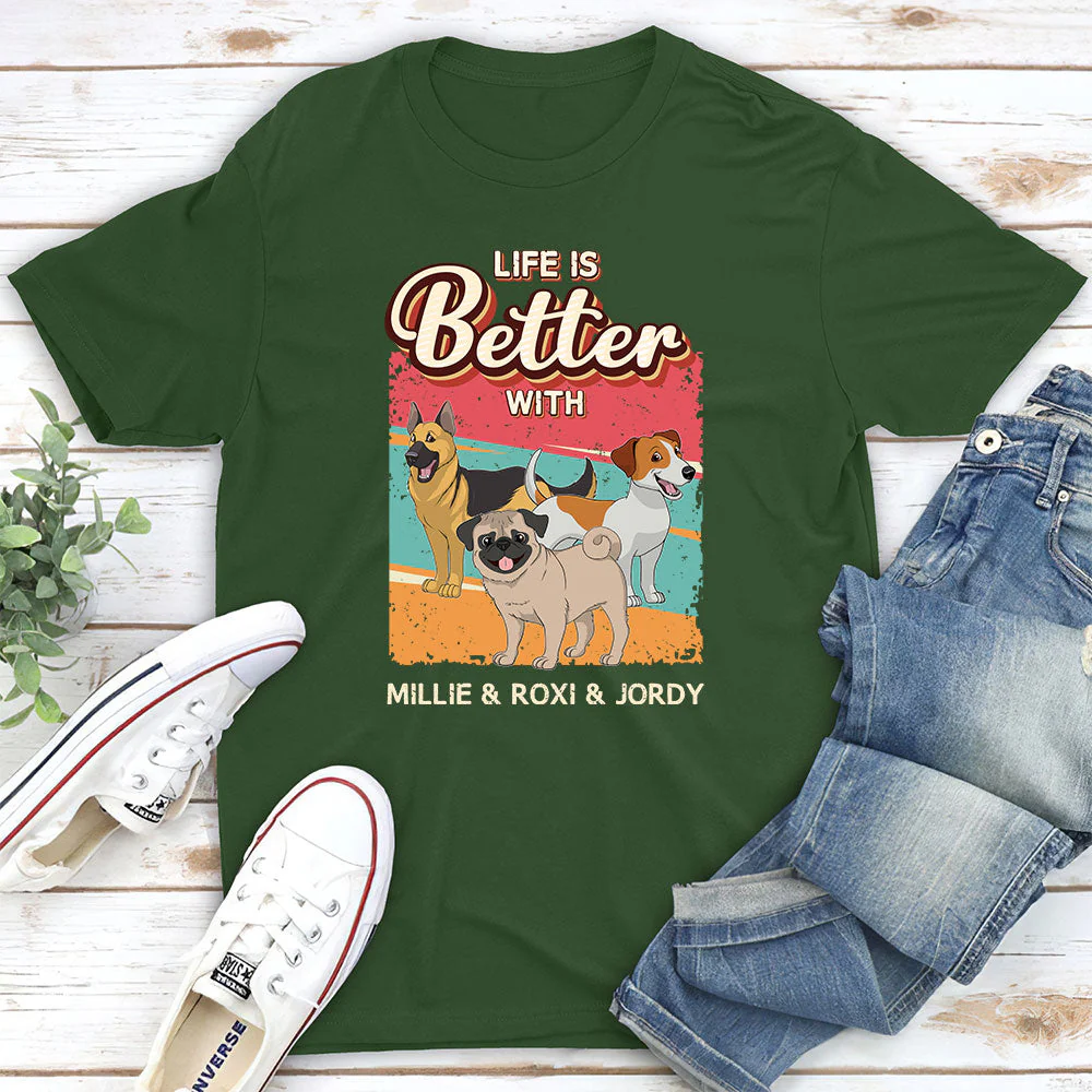 Better With Dog Retro - Personalized Custom Unisex T-shirt - Image 3