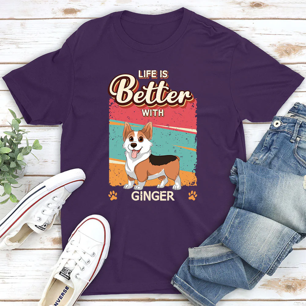 Better With Dog Retro - Personalized Custom Unisex T-shirt - Image 4