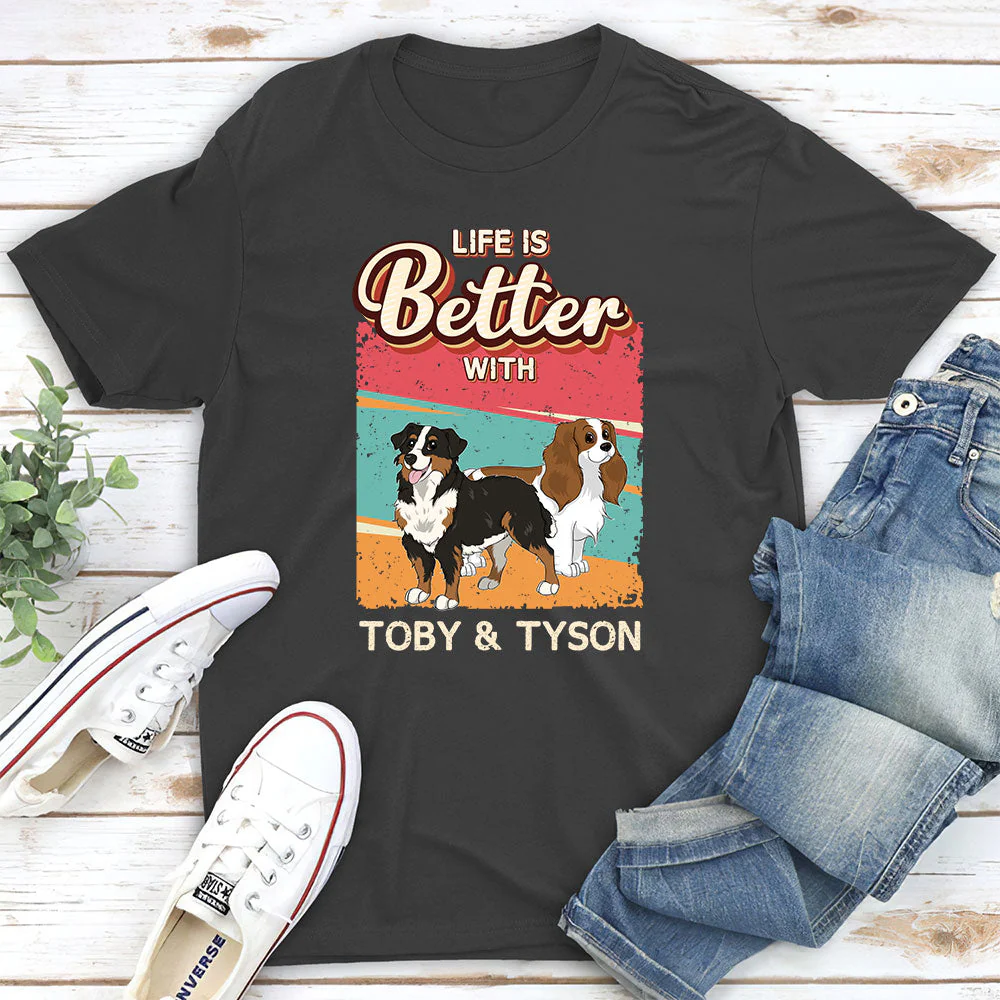 Better With Dog Retro - Personalized Custom Unisex T-shirt - Image 5