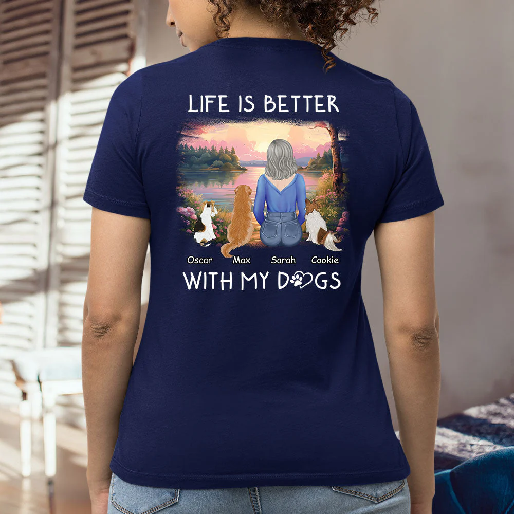 Better With Dogs - Personalized Custom Women's T-shirt - Image 2